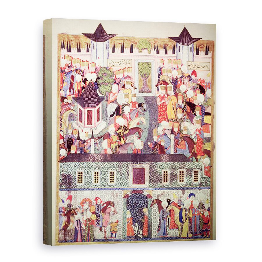 Tablou canvas - Scoala turceasca - H 1517 f.17v Enthronement de Suleyman Magnificul 1494-1566 de Suleymanname de Arifi, 50 x 70 cm