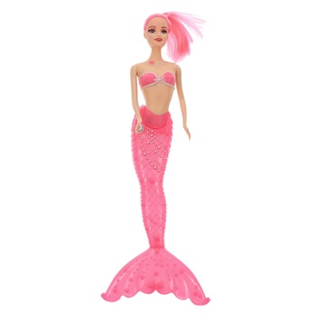 Set Papusa Sirena, cu animalute si luminite, roz - PET2156 Set Papusa Sirena, cu animalute si luminite, roz - PET2156