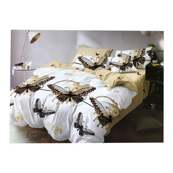 Lenjerie de pat 2 persoane, 6 piese, 2 fete, Finet, Pucioasa, model fluturi Lenjerie de pat 2 persoane, 6 piese, 2 fete, Finet, Pucioasa, model fluturi