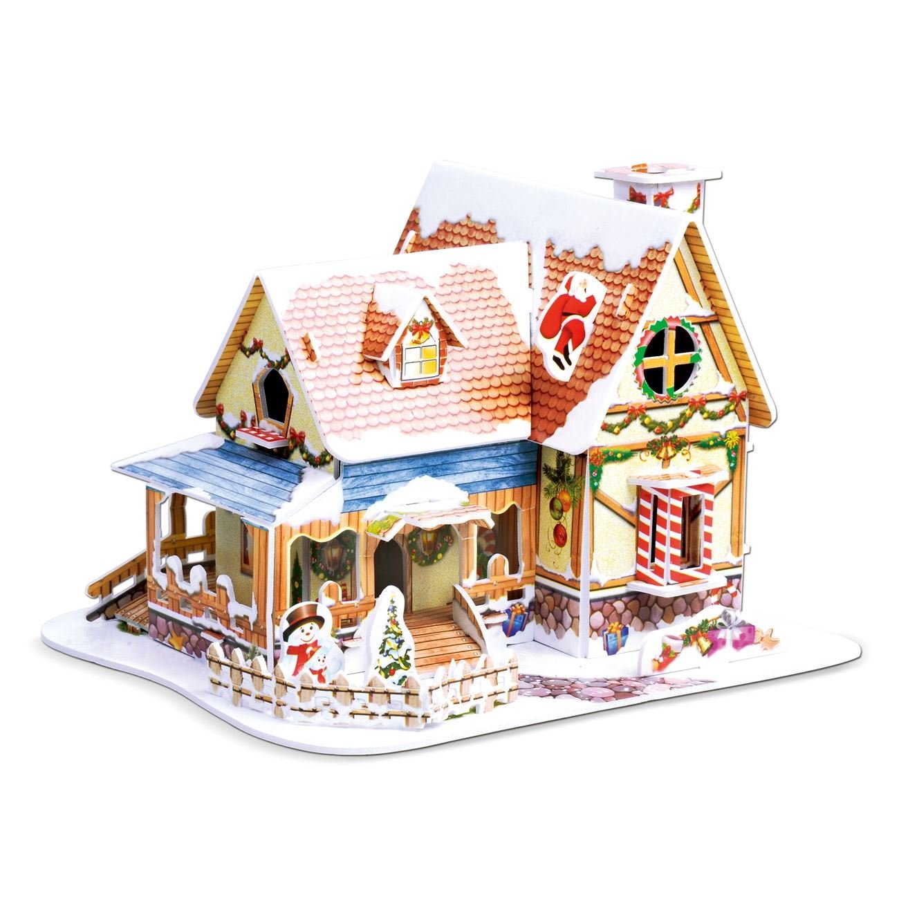 Puzzle 3D , 140 piese, cu casa de Craciun, Lioness, 29 x 2 x 22 cm
