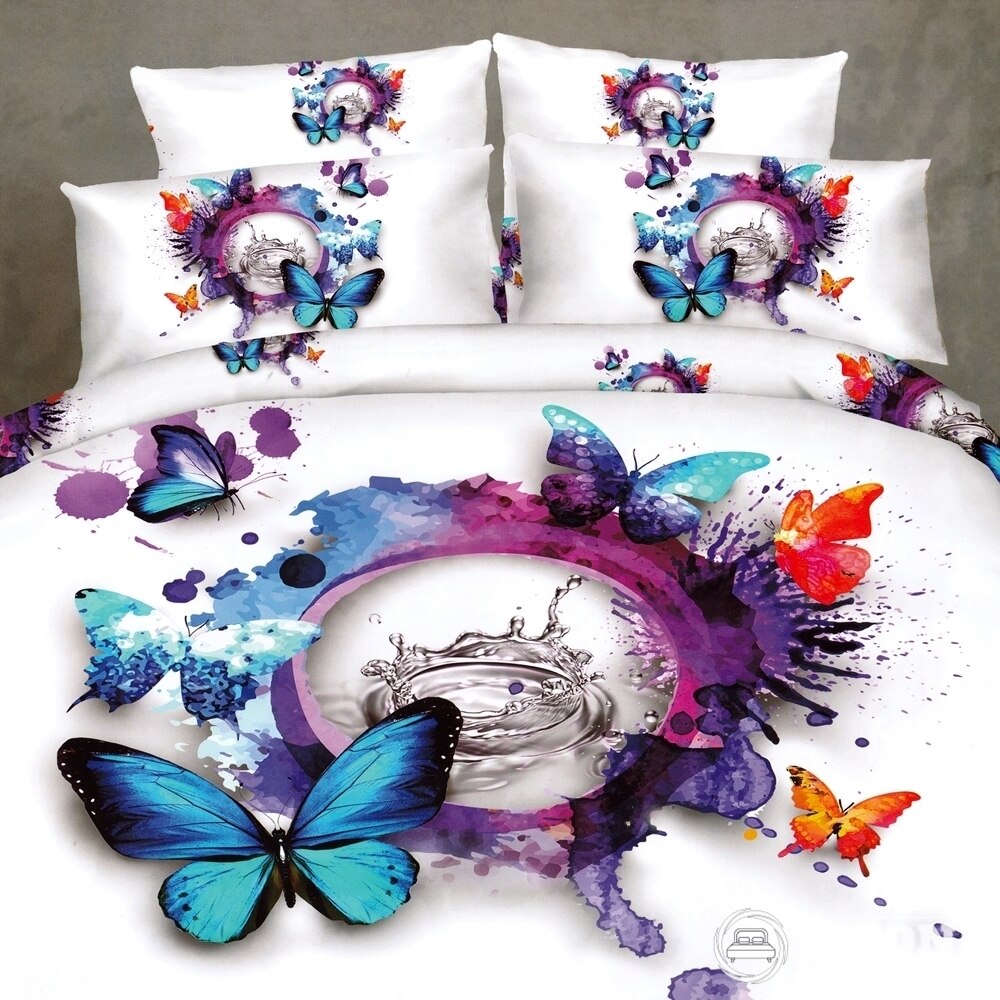 Set complet lenjerie de pat dublu + pilota + 2 perne, Digital Print PUCIOASA, 7 piese, 2 persoane, SETDP9