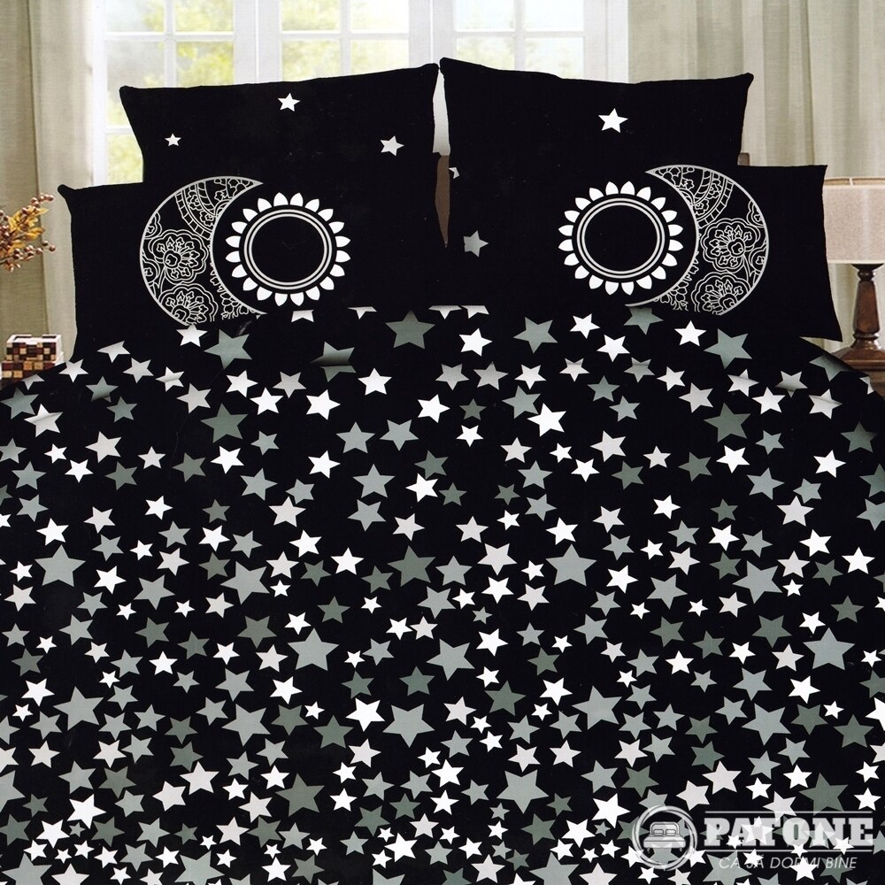 Set complet lenjerie de pat dublu + pilota + 2 perne, Digital Print PUCIOASA, 7 piese, 2 persoane, SETDP16