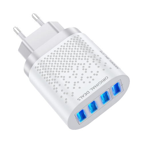 Incarcator Retea, Incarcator Priza, 4x USB Qualcomm 3.0 Ultra Fast Charge Alb Incarcare Rapida 7A Output Material Ignifug Cip Protectie Temperatura Ridicata