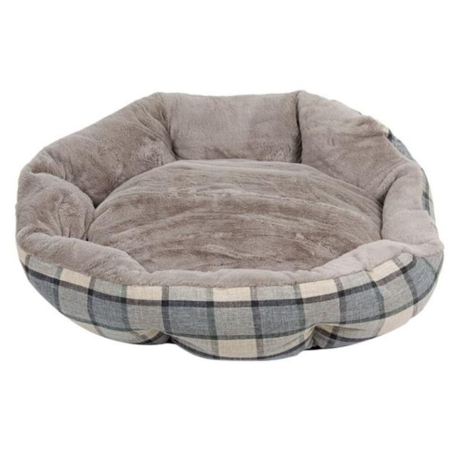 Culcus pentru caini Felis, Poliester, 75 x 66 x 22 cm, Material pufos, Gri