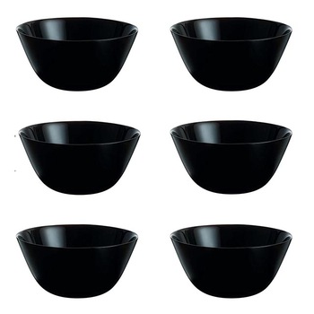Set format din 6 boluri de servit din opal, negru,18 x 7,5 cm Set format din 6 boluri de servit din opal, negru,18 x 7,5 cm