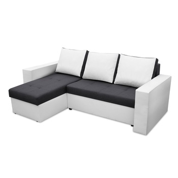 Coltar extensibil Toledo, 226x145x79 cm, 2 lazi depozitare, Reversibil, Alb/Antracit Coltar extensibil Toledo, 226x145x79 cm, 2 lazi depozitare, Reversibil, Alb/Antracit