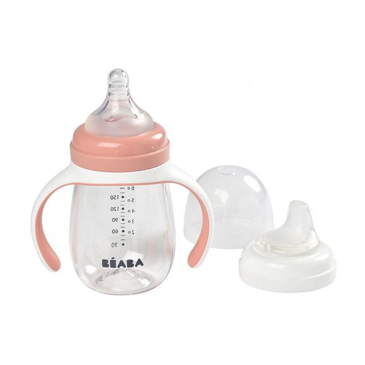 Biberon Beaba de Invatare 2 in 1 - Roz 210 ml