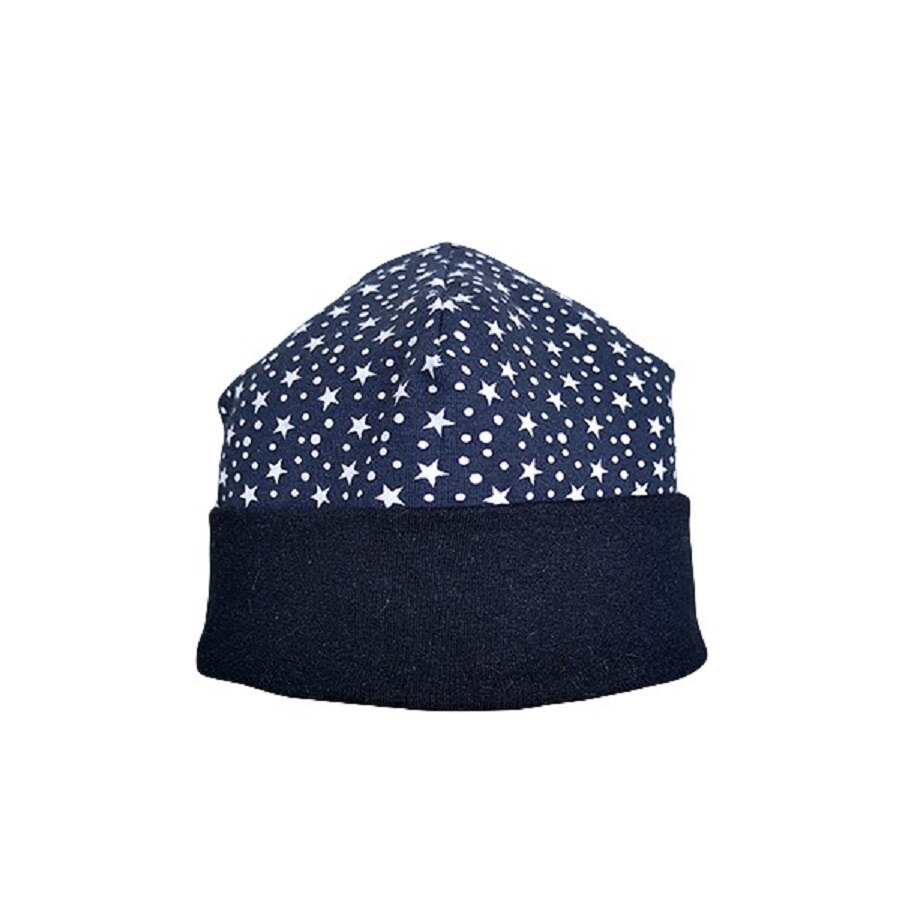 Fes Mic Pitic C261NN din tricot imprimat cu stelute si bentita aplicata, Bleumarin