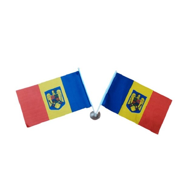 Set doua stegulete Romania cu stema, cu ventuza Vision