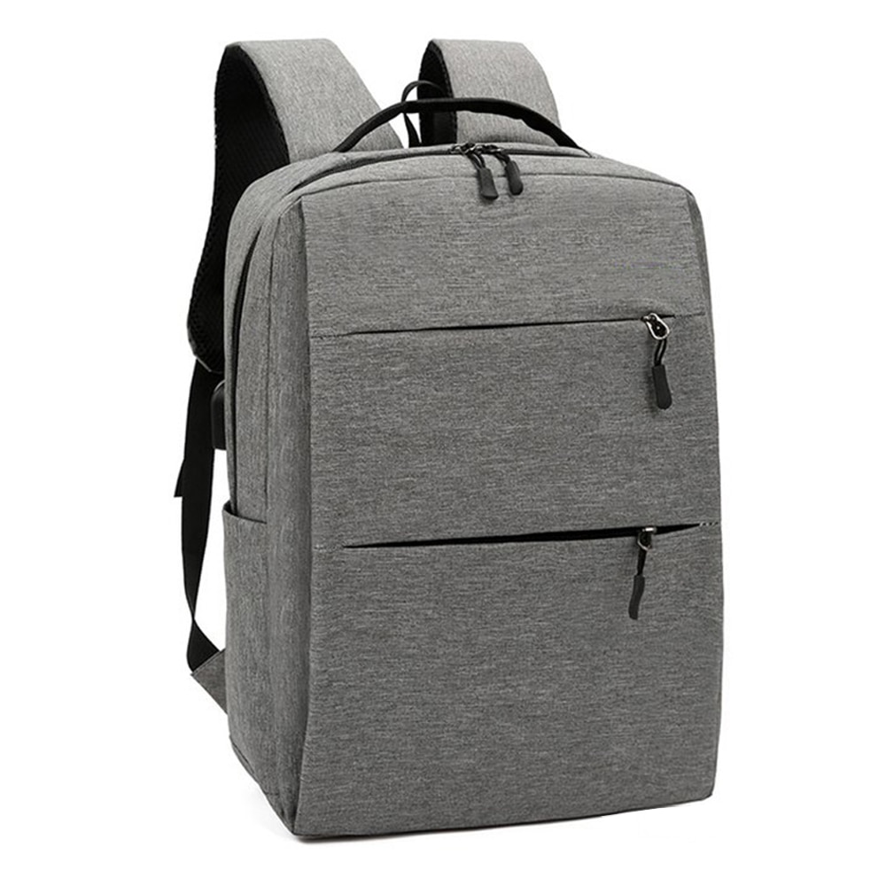 Set 3in1 rucsac laptop, 15.6", cu port USB extern incarcare, geanta umar si mini portofel textil, pentru calatori, office sau scoala Gri