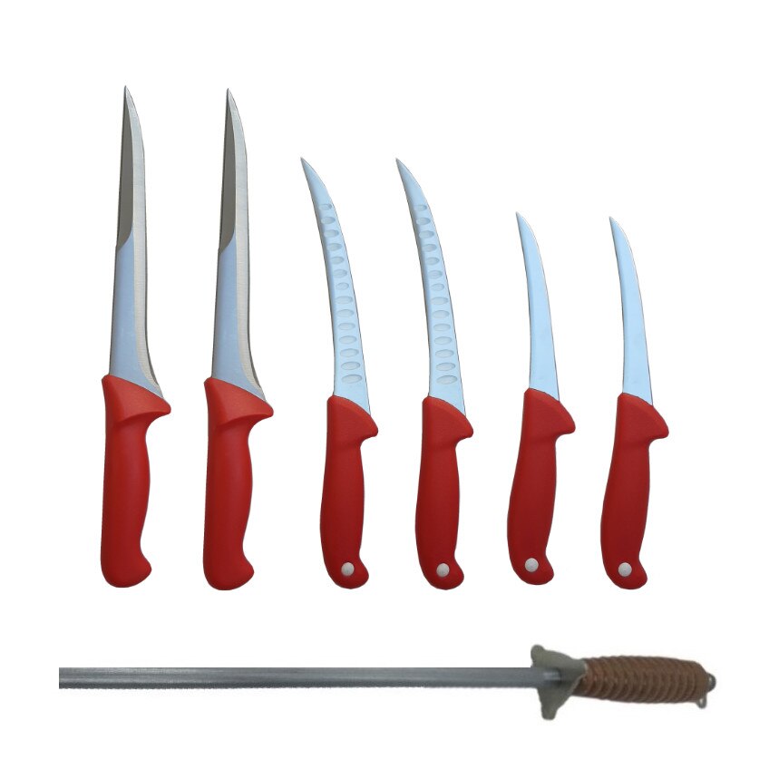 Pachet macelarie format din 6 cutite profesionale pentru macelarie GER6, injunghiat, filetat, dezosat si Masat profesional 30 cm