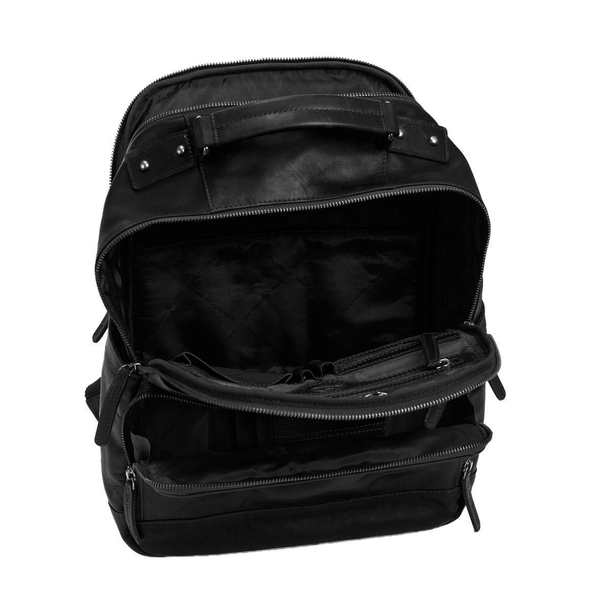 Rucsac pentru laptop de 14 inch si tableta, The Chesterfield Brand, din piele neagra model Austin