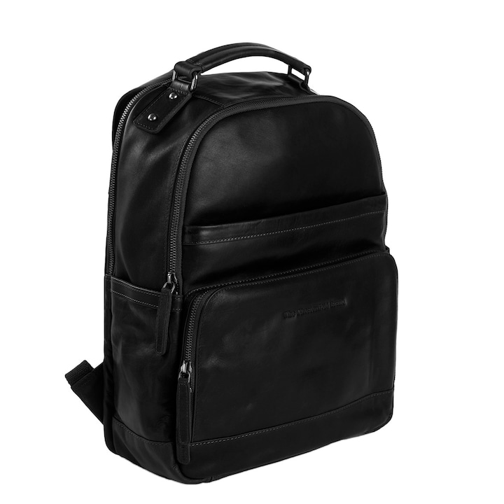 Rucsac pentru laptop de 14 inch si tableta, The Chesterfield Brand, din piele neagra model Austin