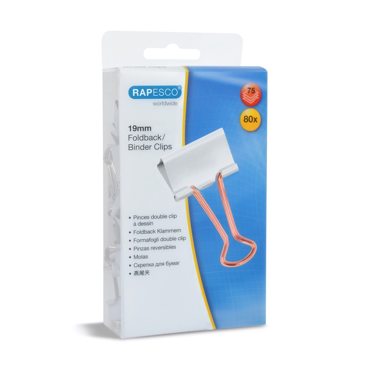 Комплект 80 щипки, 19мм, бели