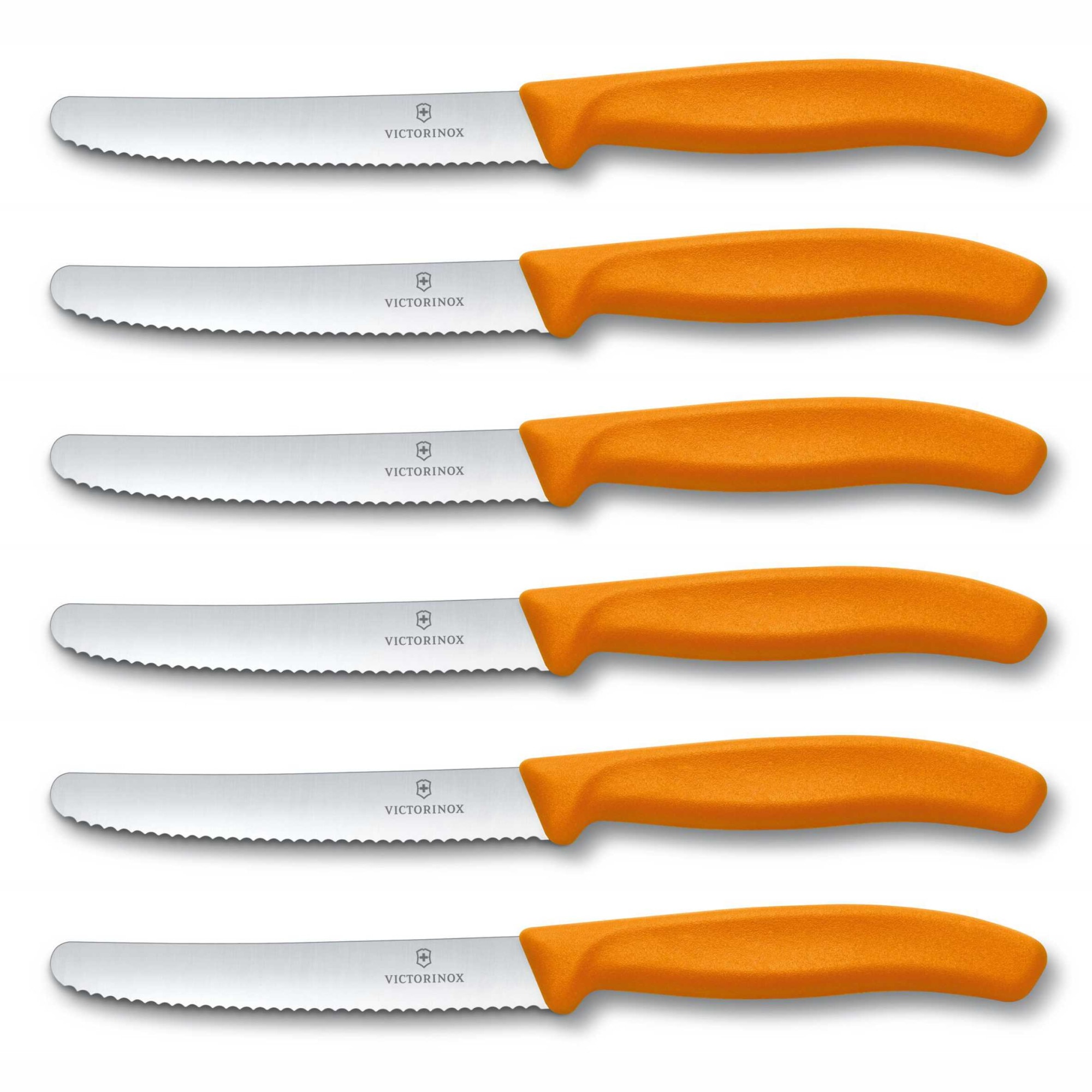Set 6 cutite cu lama zimtata 11cm Victorinox Swiss Classic portocaliu 6.7836.L119.6