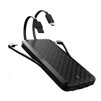 Baterie externa iWALK ”Scorpion 12 000X” cu patru cabluri incorporate, negru Baterie externa iWALK ”Scorpion 12 000X” cu patru cabluri incorporate, negru