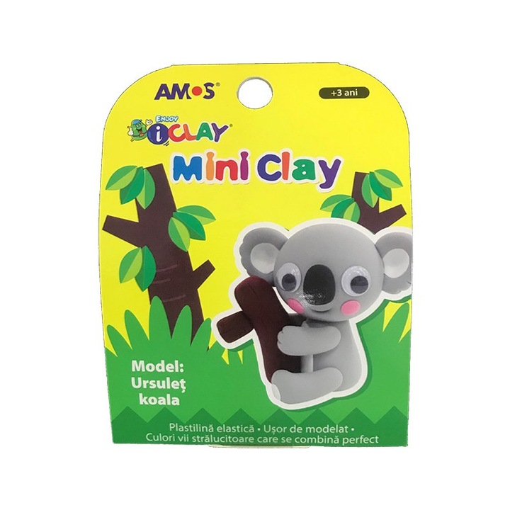 Plastilina iClay MiniClay Amos, model Koala, 30 g, 4 culori/cutie