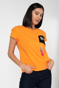 Love Moschino, Tricou cu buzunar intors, Oranj mandarina Love Moschino, Tricou cu buzunar intors, Oranj mandarina