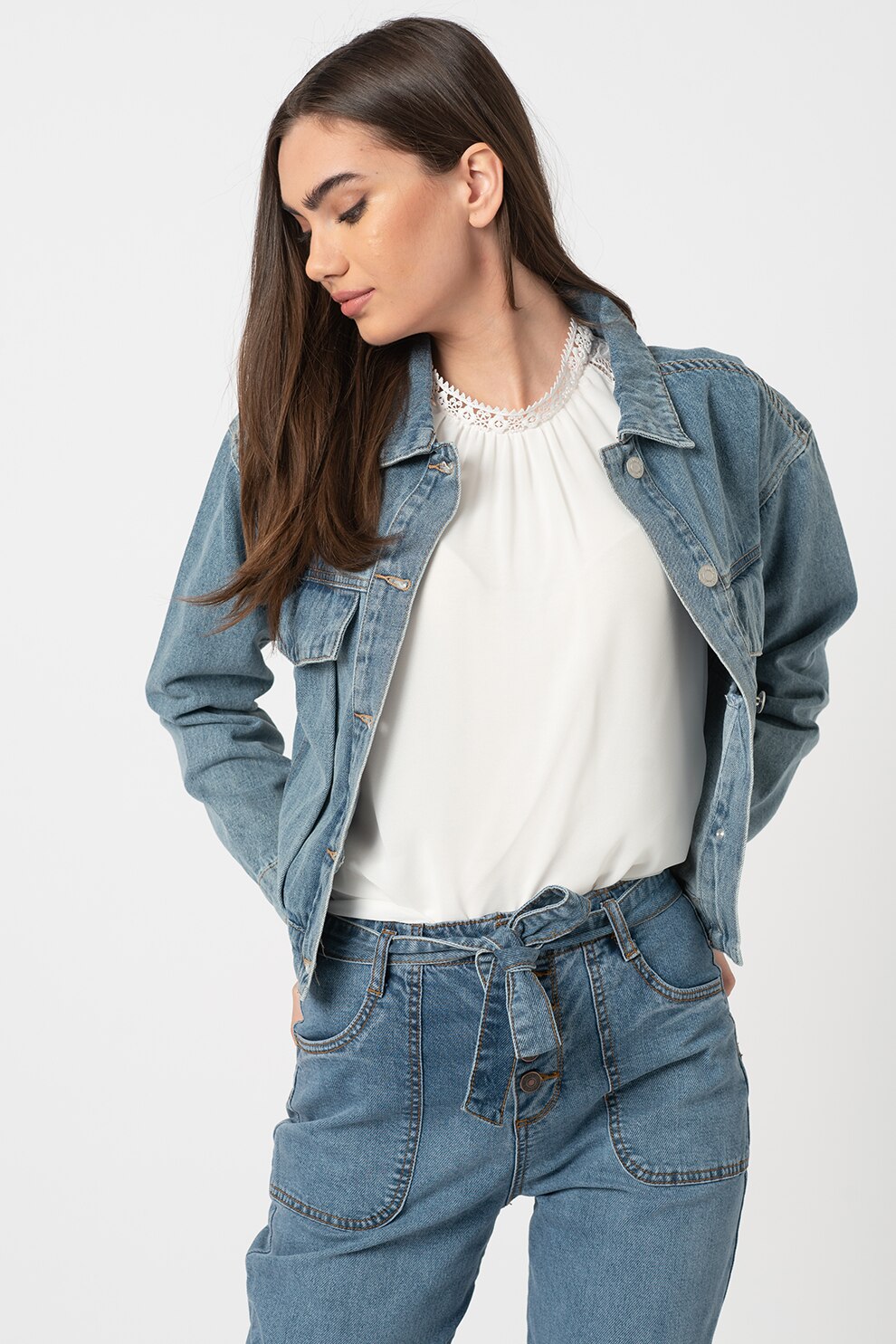 Haily's, Jacheta din denim cu buzunare pe piept Vanja, Albastru, L