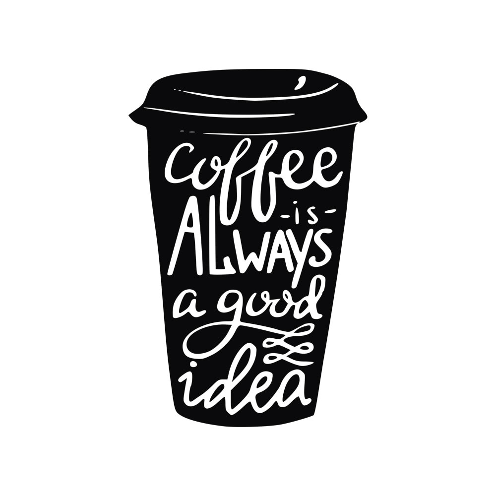 Sticker Autocolant Decorativ Perete Cafea, 45×30 cm, Negru, Oracal