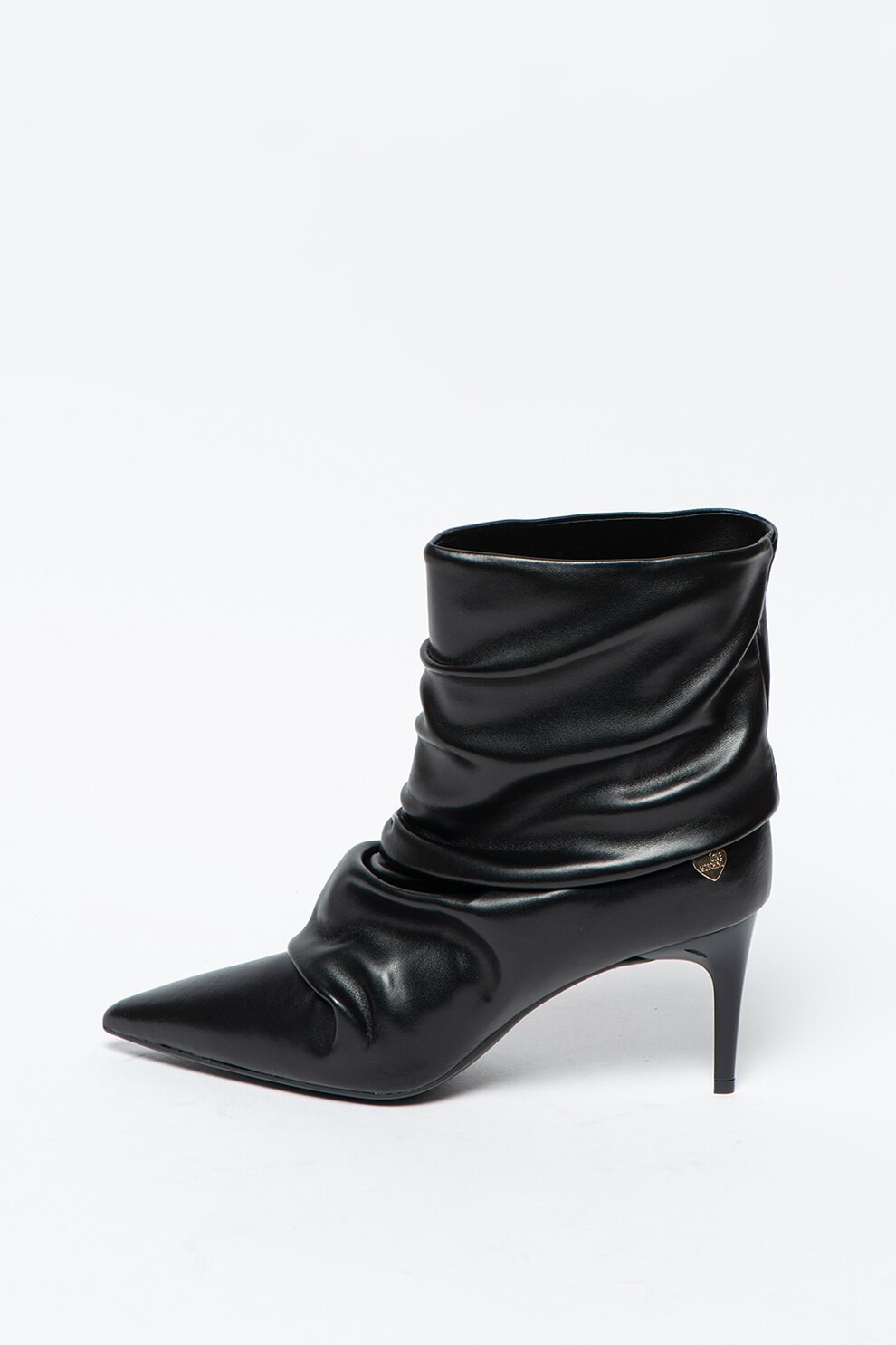 Love Moschino, Botine de piele ecologica cu toc inalt si varf ascutit