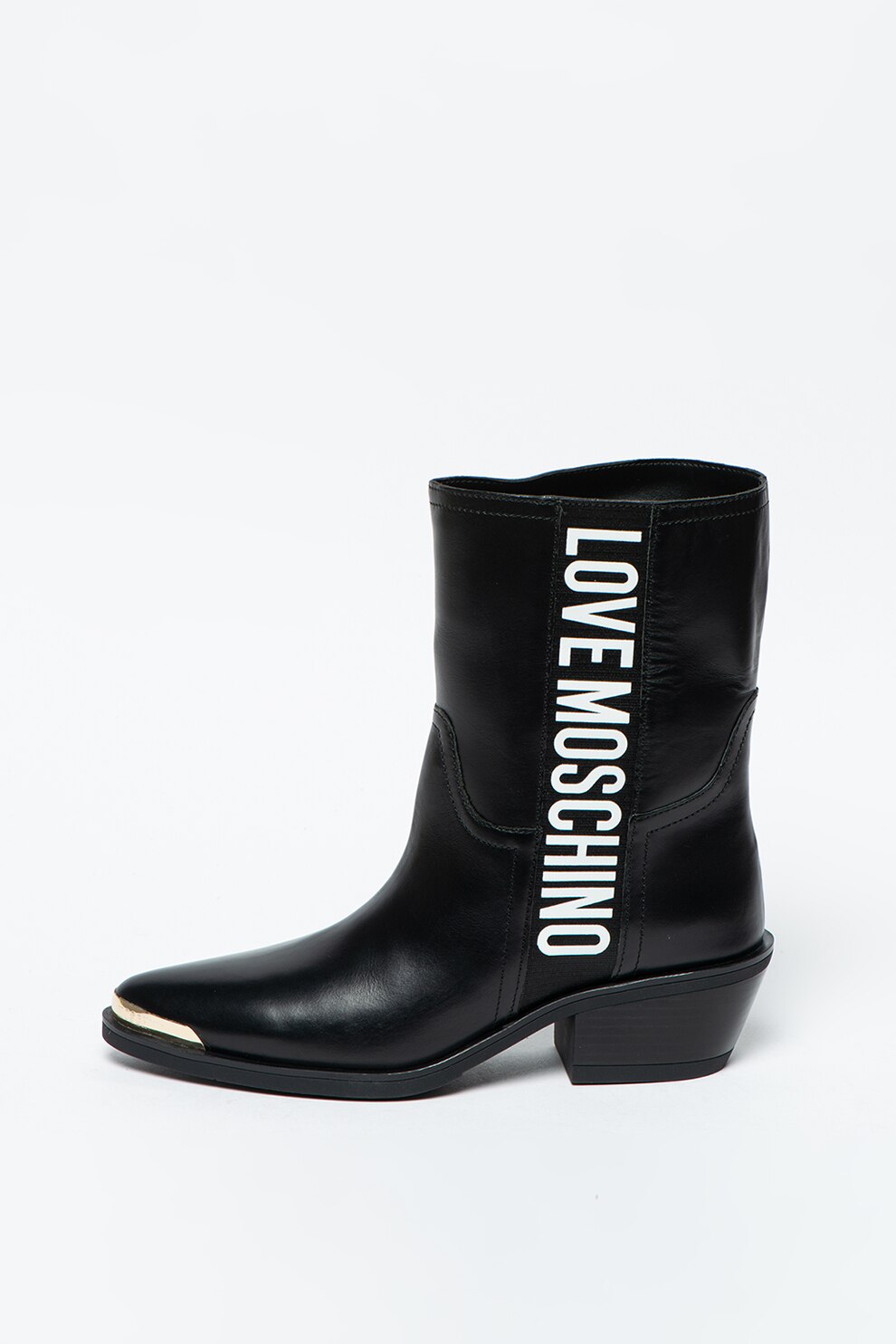 Love Moschino, Botine Chelsea de piele cu toc inalt