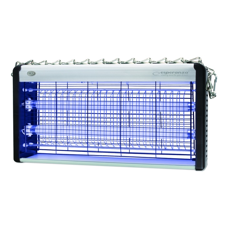 Lampa UV anti - insecte, 30W, Esperanza Swift, tensiune interioara 2500 V, acoperire 100 mp Gri 100 m²
