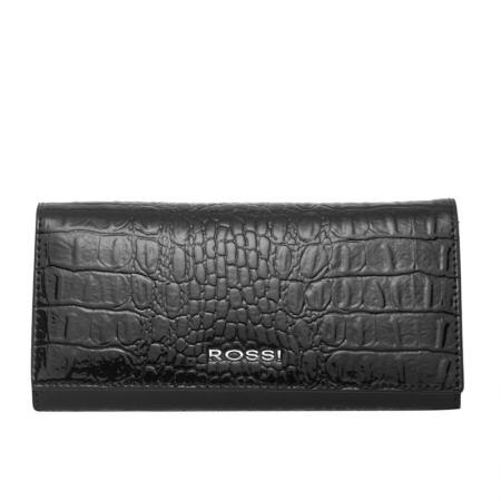Portofel Rossi, RSC0118, Negru croco, Piele naturala