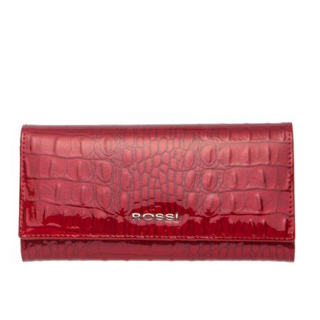 Portofel Rossi, RSC0119, Rosu croco, Piele naturala