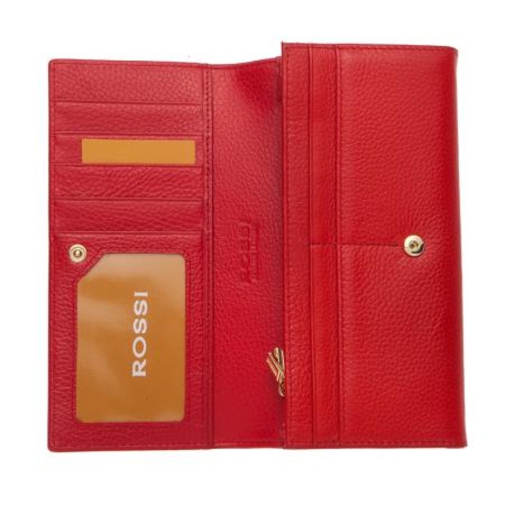 Portofel Rossi, RSC0121, Rosu, Piele naturala