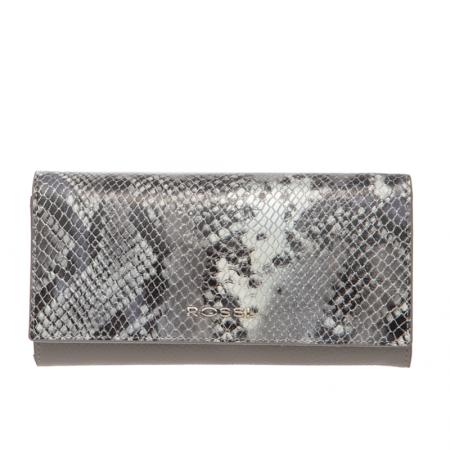 Portofel dama Rossi, RSC0125, Gri piton, Piele naturala