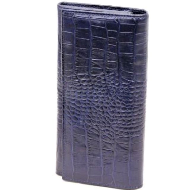 Portofel dama piele naturala croco bleumarin