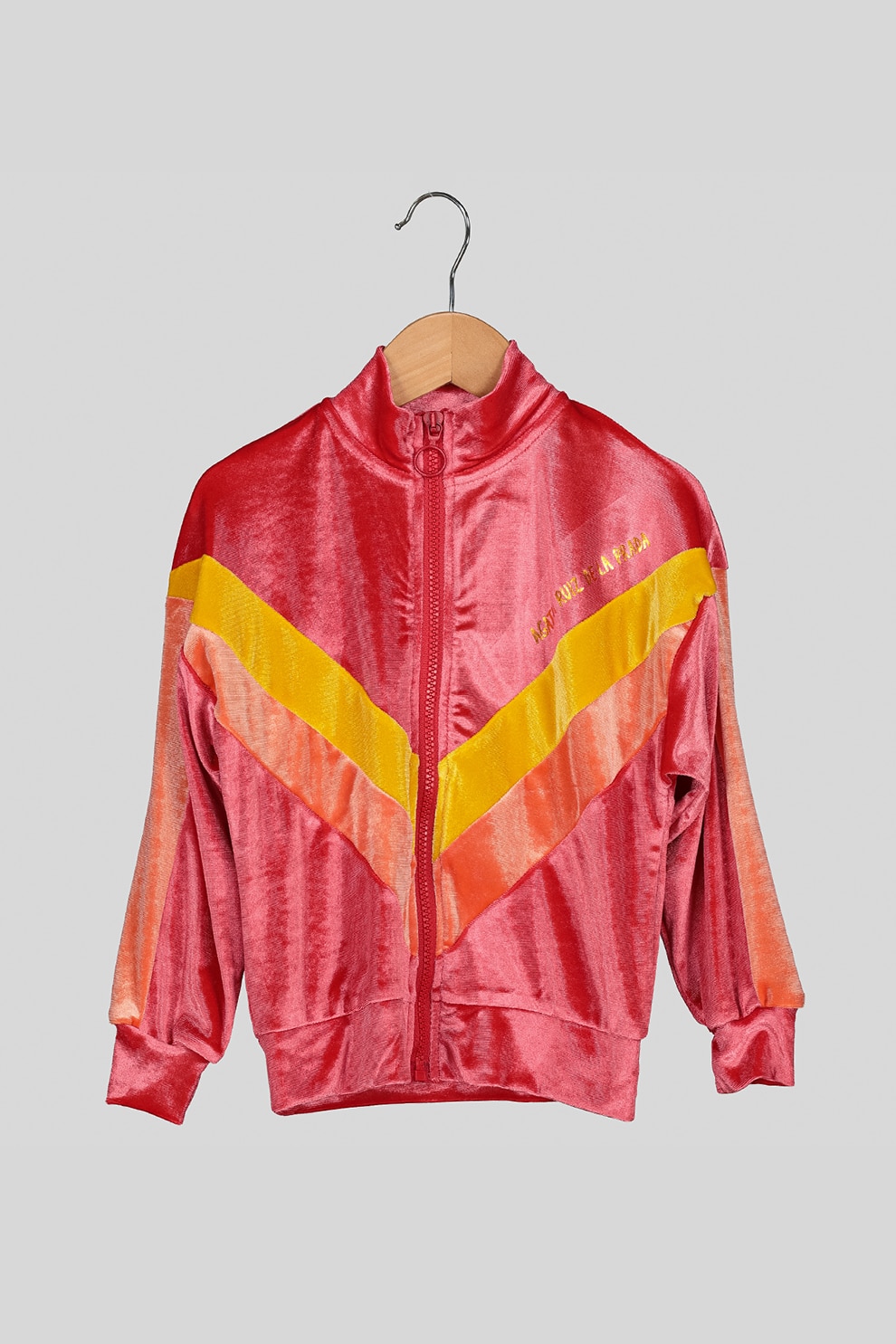 Agatha Ruiz de la Prada, Bluza sport cu fermoar si insertie contrastanta, Roz/Galben/Oranj
