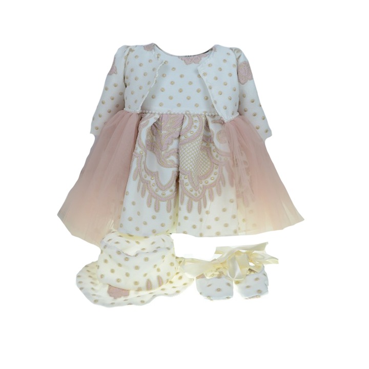 Elegáns ruha lányoknak NN 03-ROC, Pink, 3-6 hónapos korig