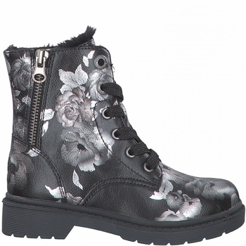 Ghete copii, s.Oliver, piele ecologica cu imprimeu floral, gri Ghete copii, s.Oliver, piele ecologica cu imprimeu floral, gri