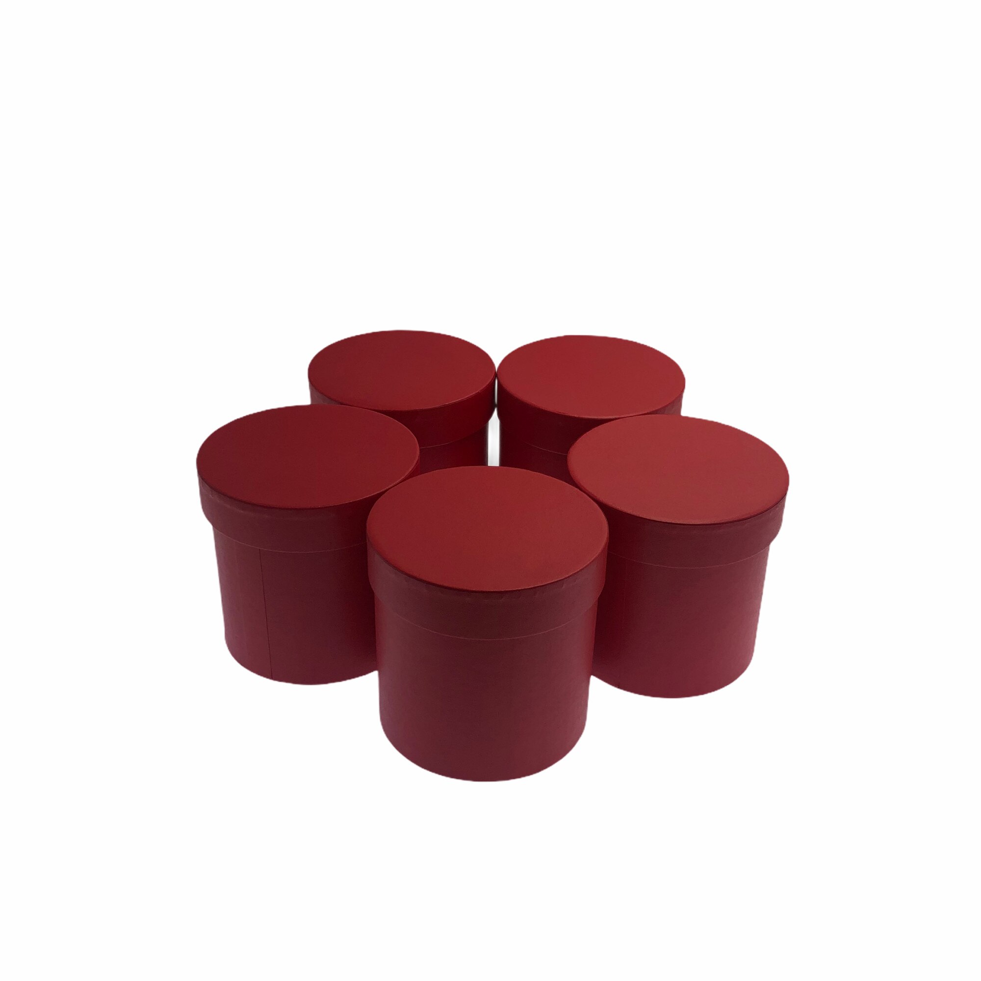 Set Atelier 5 cutii decorative cu capac pentru aranjamente si cadouri, Carton, 12 cm, Rosu aprins