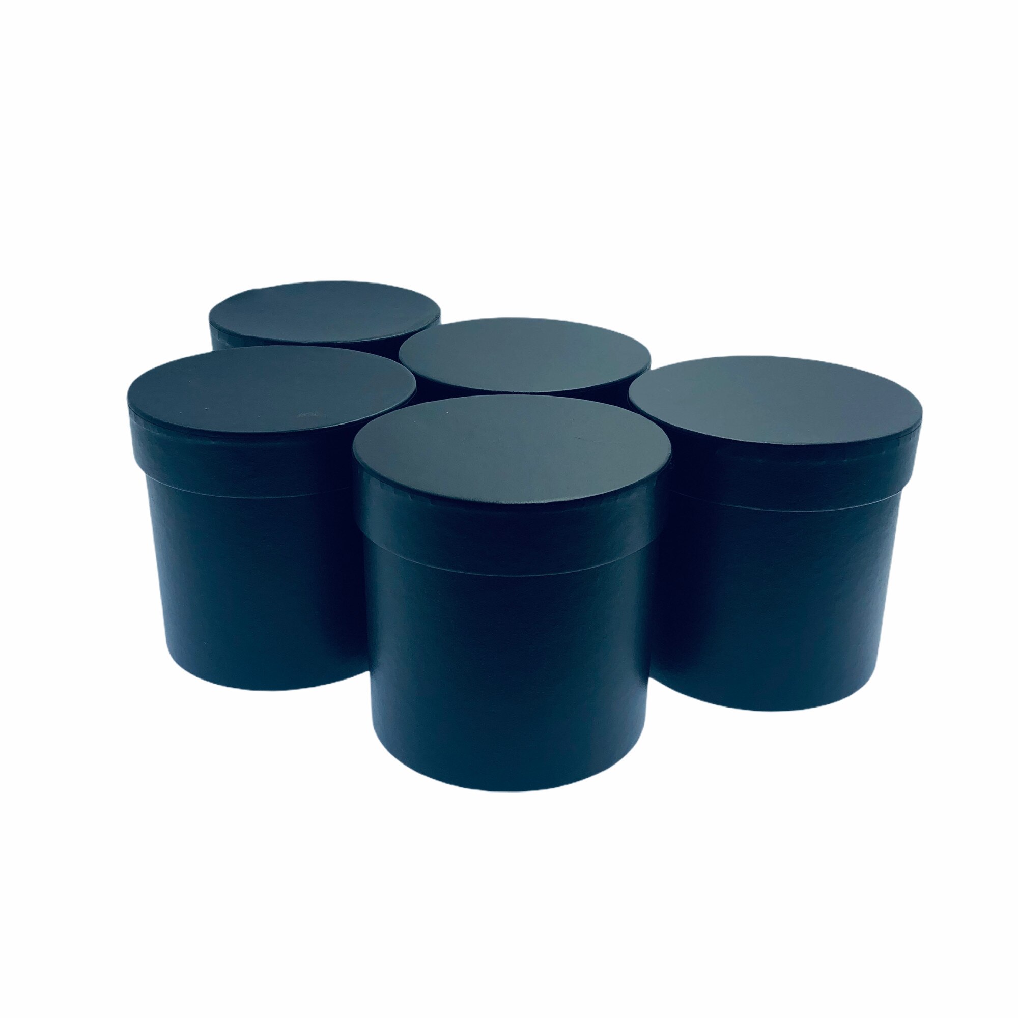 Set Atelier 5 cutii decorative cu capac pentru aranjamente si cadouri, Carton, 12 cm, Negru