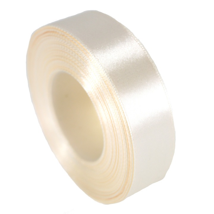 Panglica dublu satinata, latime 24 mm, lungime 1 m, crem