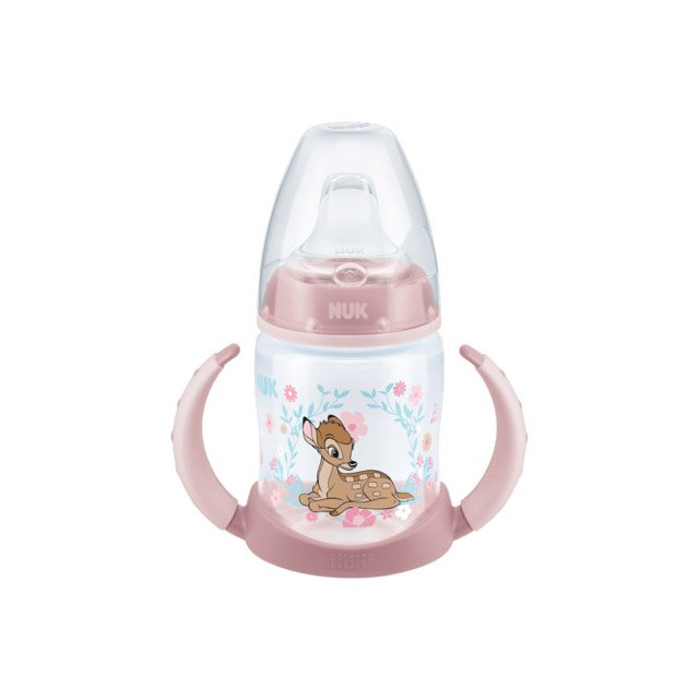 Biberon cu cioc si manere 150 ml Nuk First Choice 743883, Roz 6-18 luni