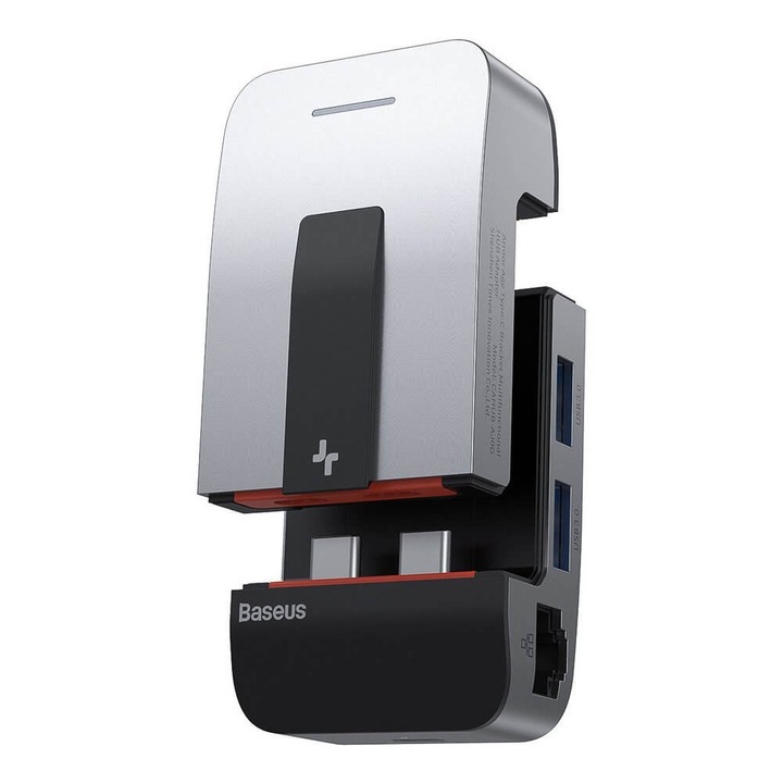 Мултифункционален хъб Baseus Armor Age USB-C Bracket Multifunctional Hub, за MacBook Pro 13 2016-2020, MacBook Pro 15 2016-2020, MacBook Pro 16 2020, тъмносив