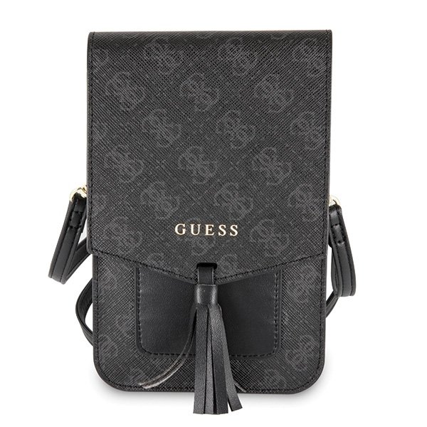 Geanta pentru telefon Guess 4G, 17.5 x 11.5 cm, Piele ecologica, Negru