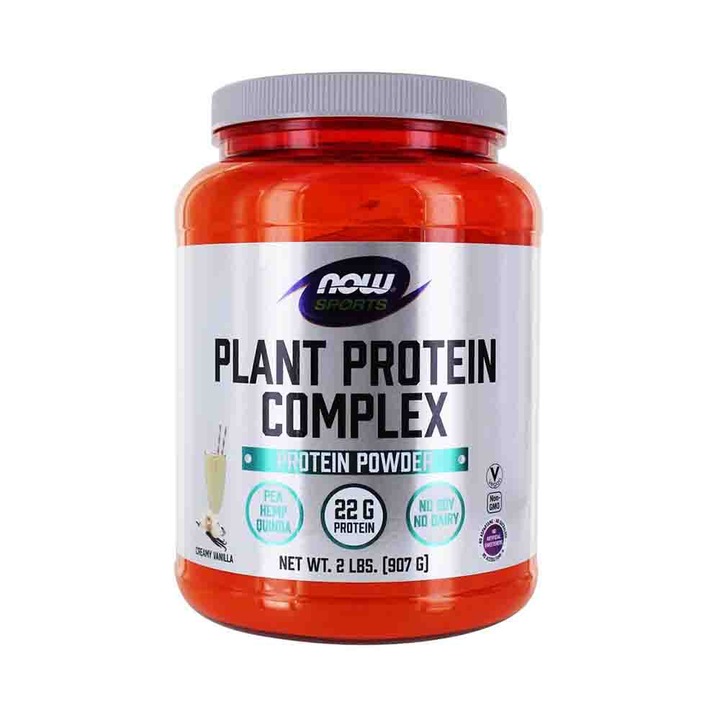 Complex de Proteine din Plante, Plant Protein, Now Foods, Aroma Creamy Vanilla, 907g