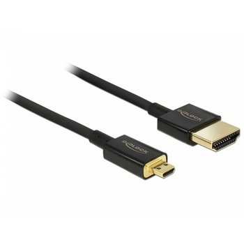 Cablu HDMI la micro HDMI-D T-T 3D 4K 2m Slim Premium, Delock 84783 Cablu HDMI la micro HDMI-D T-T 3D 4K 2m Slim Premium, Delock 84783