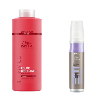 Pachet promo Wella Professionals: Sampon de par Invigo Brilliance, 1000 ml + Spray Wella Professionals Eimi Thermal Image pentru protectie termica, 150 ml Pachet promo Wella Professionals: Sampon de par Invigo Brilliance, 1000 ml + Spray Wella Professionals Eimi Thermal Image pentru protectie termica, 150 ml