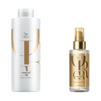 Pachet promo Wella Professionals: Sampon de par Care Luminous, 1000 ml + Ulei de par Reflecions Luminous Smoothening, 100 ml Pachet promo Wella Professionals: Sampon de par Care Luminous, 1000 ml + Ulei de par Reflecions Luminous Smoothening, 100 ml