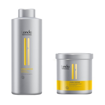 Pachet promo Londa Professional Care Visible Repair: Sampon, 1000 ml + Tratament, 750 ml Pachet promo Londa Professional Care Visible Repair: Sampon, 1000 ml + Tratament, 750 ml