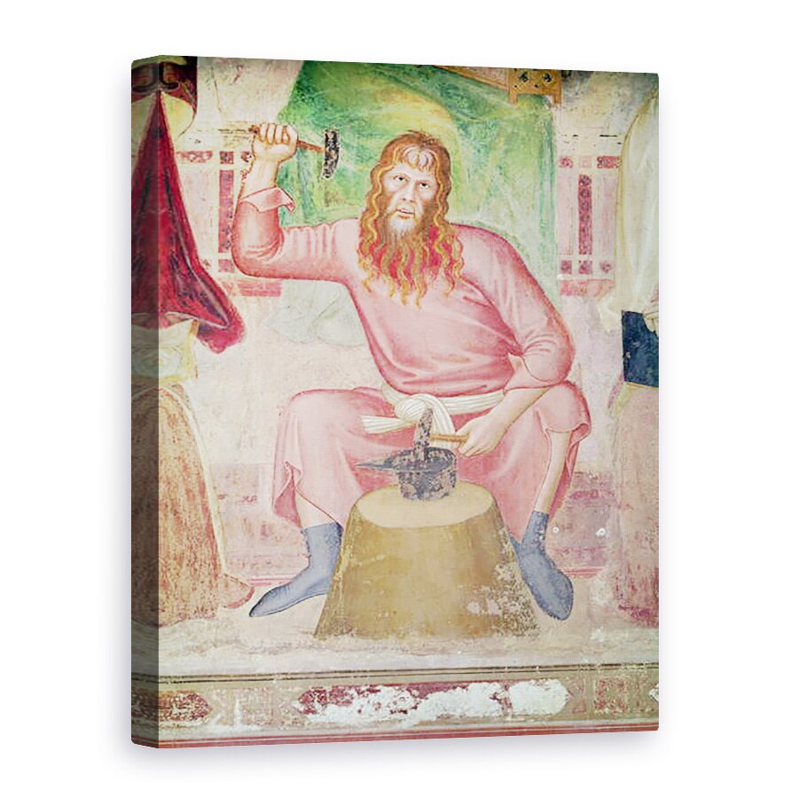 Tablou canvas - Andrea di Bonaiuto - Alegoria Bisericii Active si Triumfitoare, detaliu al unei sectiuni din dreapta jos aratand Tubal-Cain, 75 x 100 cm