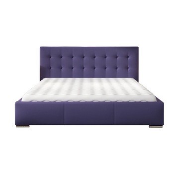 Pat tapitat Alisa mov, MobAmbient, cu tablie inalta, somiera metalica rabatabila, lada de depozitare, pentru saltea 160 x 200 cm Pat tapitat Alisa mov, MobAmbient, cu tablie inalta, somiera metalica rabatabila, lada de depozitare, pentru saltea 160 x 200 cm