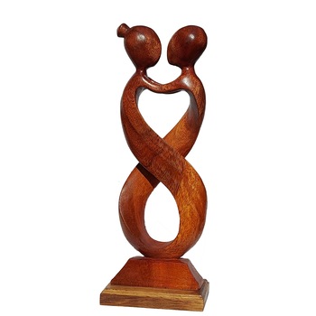 Statueta ArtDeco Infinite Love, lucrata manual din lemn exotic, dimensiuni 40 cm inaltime, 17 cm lungime si 9 cm latime Statueta ArtDeco Infinite Love, lucrata manual din lemn exotic, dimensiuni 40 cm inaltime, 17 cm lungime si 9 cm latime