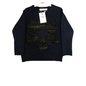 Pulover tricotat Minoti, albastru inchis, imprimeu floral Pulover tricotat Minoti, albastru inchis, imprimeu floral